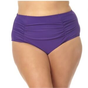 NWT! PURPLE TERRA & SKY 3X Plus Size High Rise Tummy Control Solid Bikini Bottom